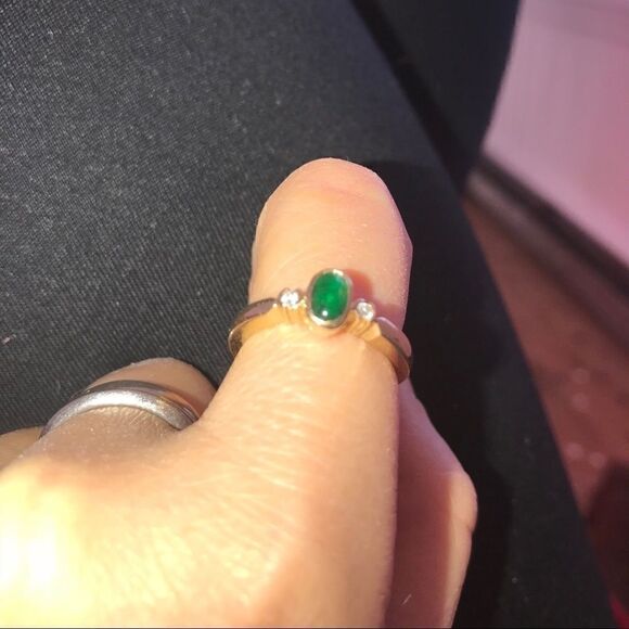 14K gold diamond and emerald ring size 6.25 - Picture 6 of 7